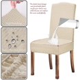 thumbnail image 2 of Oblique Plaid Waterproof Stretch Chair Covers for Dining Room Set of 6, Removable Washable Dining Room Chair Covers, Dining Chair Slipcovers Seat Protector(Cream), 2 of 7
