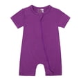 thumbnail image 1 of AherBiu Unisex Baby Clothes Short Sleeve Zip up Newborn Onesie Summer Crewneck Solid Color Rompers Outfits, 1 of 2