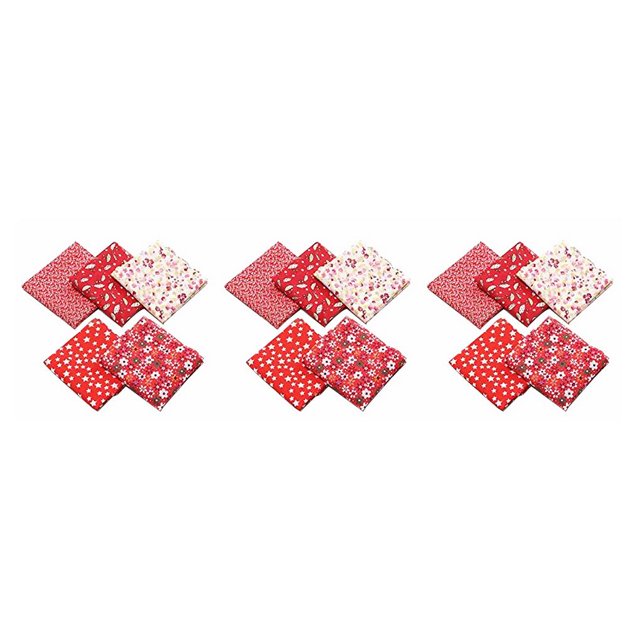 Transemion 5pcs 50x50cm Square Cotton Fabric Cloth For DIY Craft Sewing red 3Set
