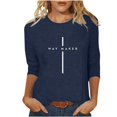 thumbnail image 2 of BVOFAR T-Shirts Chrétiens à Imprimé Lettre pour Femmes Col Rond Manches 3/4 Décontracté Cadeaux de Vacances T-Shirts Béni, 2 of 5