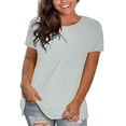 thumbnail image 1 of WTXUE T-Shirts à Manches Courtes, Chandails à Col Rond pour Femmes Chandails en Coton Chandails Amples T-Shirts Hauts Amples Unis / Décontractés pour Femmes Gris TG, 1 of 4