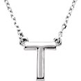 thumbnail image 1 of Precious Stars Unisex Sterling Silver Block Font T Initial Necklace, 1 of 2