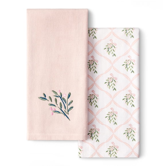 Holiday Time Berries 2-Pack Kitchen Linen Set, Pink/Multi, 16" x 26"