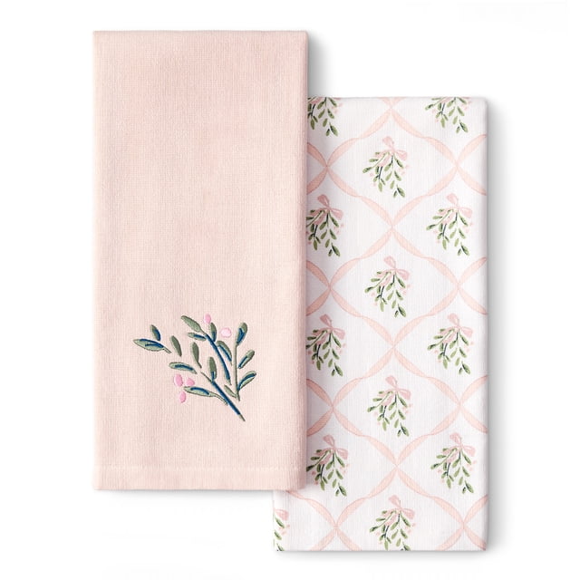 Holiday Time Berries 2-Pack Kitchen Linen Set, Pink/Multi, 16" x 26"
