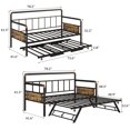 thumbnail image 4 of Twin Pop Up Trundle Bed Frame, Trundle Day Bed with Lockable Casters, Foldable Metal Platform, Metal Slats Support, 4 of 8
