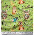 thumbnail image 1 of Soimoi Green polyester Crepe Fabric Feather & Animals Tribal Print Fabric by Yard 52 Inch Wide, 1 of 5