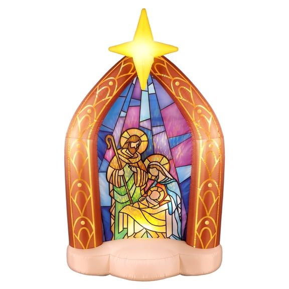 Décor de Noël : Scène de Nativité en vitrail de 2,1 m (7 pi) – Décoration extérieure des fêtes