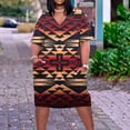 thumbnail image 2 of Birdeem Robe Grande Taille pour Femmes Col en V Été Décontractée Robes d'Été Poche Genou Manches Courtes avec Poches, 2 of 5