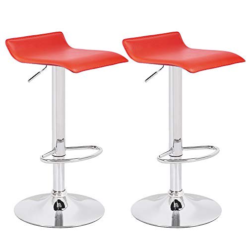 Bronte Living Leatherette Bar Stool with Adjustable Height, 360 Swivel Design, Low Backrest, Floor Protection and Pedestal Base with Comfortable Footrest for Kitchen, Bar - Series Miranda - Set of 2