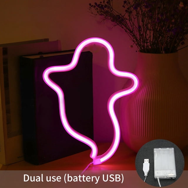 LSLJS LED Halloween Specter Neon Shape Lights, Suitable for All Kinds Of Festivals, Parties, Interior Decoration, Wall Decoration, Window Decoration Bar Bedroom Room, Decorative Lights