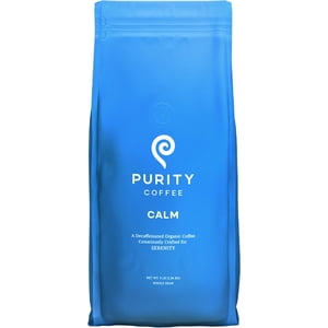 PURITY COFFEE CALM Haricots entiers à haricot moyen décaféiné (2268g Sachet) USDA Mélange décaféiné biologique de l'eau de montagne de la troisième partie testée pour la moisissure, les mycotoxines & Pesticides