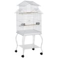 thumbnail image 1 of PawHut 53.9'' Large Rolling Steel Bird Cage Bird House with Wheels, White, 1 of 10