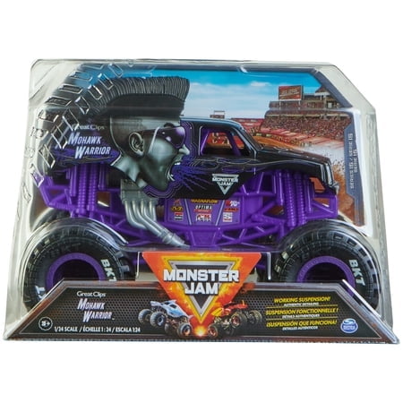 Monster Jam, Official Mohawk Warrior Monster Truck, Collector Die-Cast Vehicle, 1:24 Scale, Kids Toys for Boys Ages 3 and up