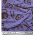 thumbnail image 1 of Soimoi Tissu Poly Georgette Rouleau, Imprimé Pain de Blé et Sandwich Tissu d'Artisanat au Mètre 42 Pouces de Large, 1 of 3
