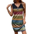 thumbnail image 1 of FcBaudy Robe Sans Manches à Col Rond, Robes d'Été pour Femmes, Robes pour Femmes Décontractées Sans Manches Style Débardeur Col Ras du Cou Robe d'Été à Imprimé Rayé pour la Plage Imitation Coton Jupe à Armatures pour Femme, 1 of 6
