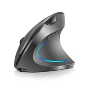 Anself 2.4G Wireless Vertical Mouse Rechargeable Upright Ergonomic Mouse 3 Adjustable DPI Levels RGB Flowing Light Plug N Play, Grey