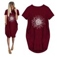 thumbnail image 4 of Robe d'Été pour Femmes 2024 Mode Grande Taille Robe Décontractée Ample à Imprimé Tournesol Robe à Manches Courtes à Col en V Rabais de 50 % Liquidation!, 4 of 5