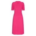 thumbnail image 4 of LOVZFMLL Robe d'Été pour Femme Grande Taille2025 Décontractée à Manches Courtes Taille Empire Coupe Ample Évasée Plissée Maxi Robe T-Shirt Rose Vif G, 4 of 5