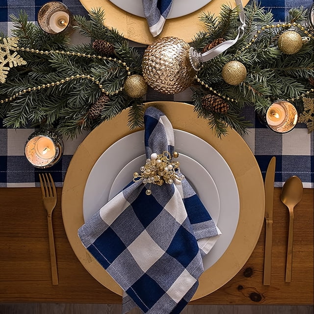 AMERTEER Plaid Cloth Napkins Set of 6 Polyester Napkins Washable Oversized Gingham Napkins Christmas Dinner Napkins for Wedding Parties Thanksgiving Dinner Decor