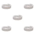 thumbnail image 3 of Thinsony Femmes Chic Perle Strass Stretch Bracelet Mariage Bal pour Mariée Blanc 3 Rangée 5Set, 3 of 6