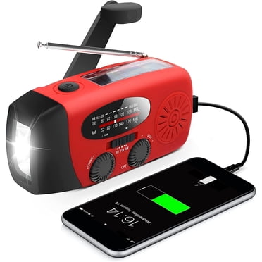 [Upgraded Version] Emergency Hand Crank Self Powered AM/FM NOAA Solar Weather Radio with LED Flashlight, 2000mAh Power Bank for iPhone/Smart Phone