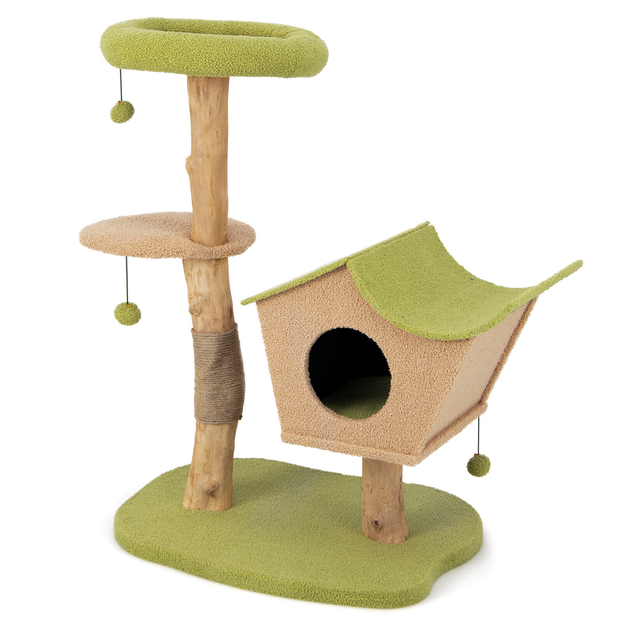 Gymax 43'' Cat Tree w/Padded Top Perch Cat Condo Jumping Platform Balls for Indoor Cats