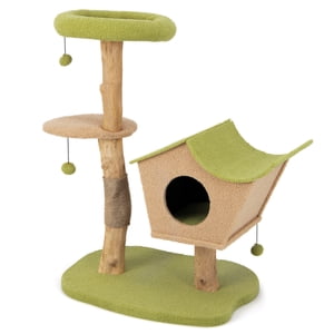 Gymax 43'' Cat Tree w/Padded Top Perch Cat Condo Jumping Platform Balls for Indoor Cats