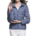 thumbnail image 1 of WRKEKC Lightweight Hooded Parka for Women, Solid Color Long Sleeve Full Zip Coat with Secure Pockets and Ribbed Cuffs, Transitional Season Layer Navy XL, 1 of 7