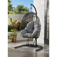thumbnail image 1 of Chaise ovoïde suspendue extérieure en acier avec support et coussin Mainstays, gris, 1 of 8