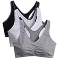 thumbnail image 1 of Women's Fruit Of The Loom FT170 Total Comfort Racerback Bras - 3 Pack (White/Grey/Black 38), 1 of 4