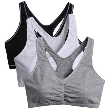 Women's Fruit Of The Loom FT170 Total Comfort Racerback Bras - 3 Pack (White/Grey/Black 38)