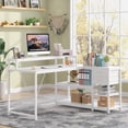 thumbnail image 3 of Tribesigns 55" L Shaped Desk with Drawer, Modern White Corner Computer Desk with Storage Shelves and Monitor Stand for Home Office, 3 of 5