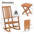thumbnail image 2 of Costway Wood Folding Square Table & 2pcs Rocking Chair Set with Slatted Seat & Tabletop, 2 of 8