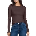 thumbnail image 1 of Ailaofu T-Shirts Ajustés à Manches Longues pour Femmes, Col Rond, Coupe Ajustée, Basiques, Unis, T-Shirts à Manches Longues pour Superposition, 1 of 5