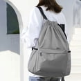 thumbnail image 2 of HHBEAUTY Gray Drawstring Gym Bag for Men, Waterproof Drawstring Backpack for Women, Swim Bag with Shoes Compartment, Pull String Sport Bag for Soccer and Basketball, 2 of 7