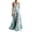 Sky Blue, variant on WRKEKC Floral Dress for Women Solid V Neck Sleeveless Belted Waist Printed Maxi Lightweight Summer Chic Soft