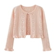 thumbnail image 2 of Girls Shrug Cardigan One-button Ruffle Open Front Cotton Knit Crop Jacket Toddler Fall Bolero Outerwear 18M-14Y (2 Years, Pink 03), 2 of 7