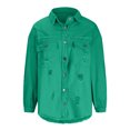 thumbnail image 4 of Birdeem Veste en Denim Décontractée pour Femmes à Manches Longues, Ample, à Boutons, avec Franges et Trous, 4 of 4