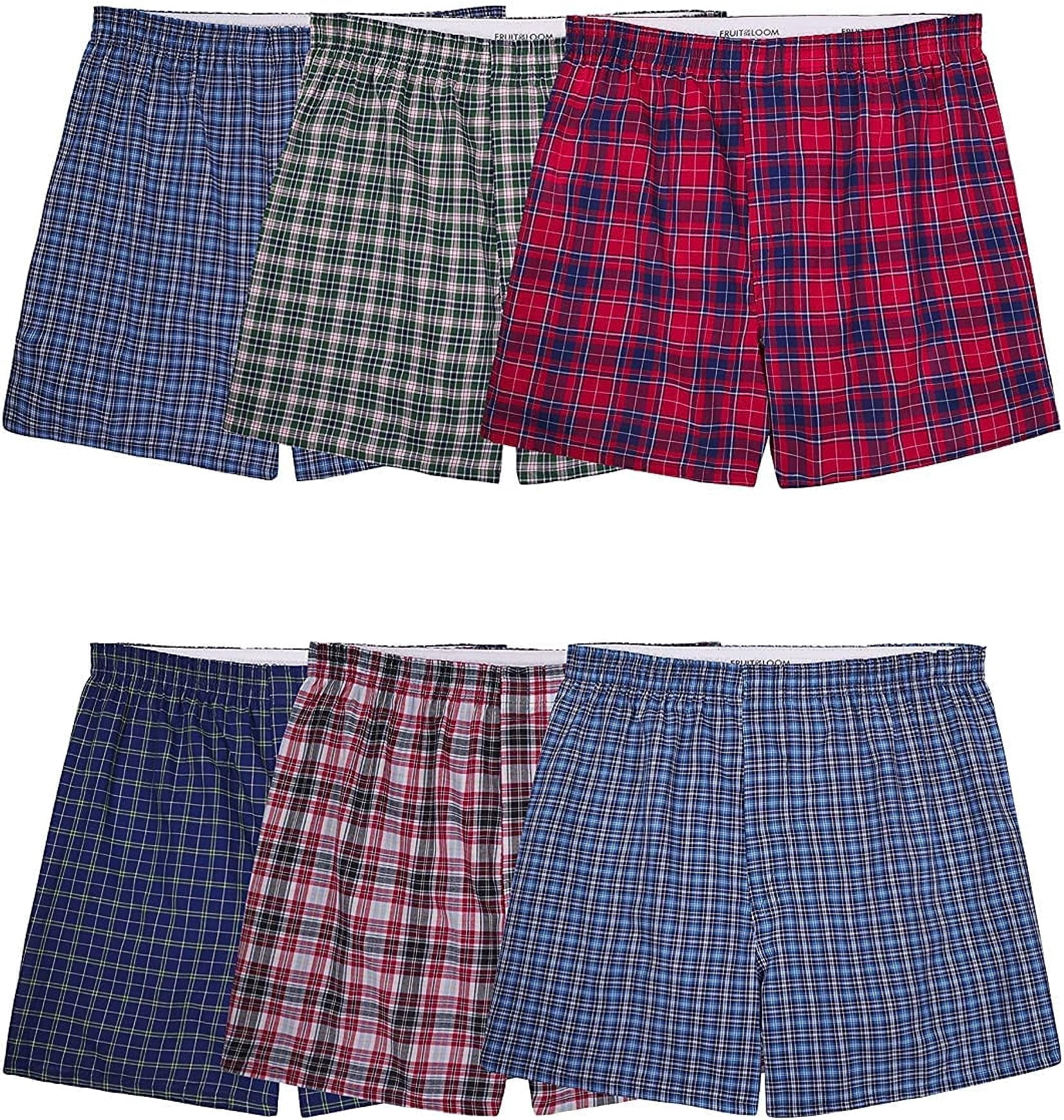 Fruit Of The Loom Boxeurs Tartan pour Hommes, Lot de 6, TG, Assortis
