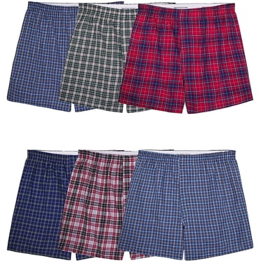 Fruit Of The Loom Mens Tartan Boxers 6 Pack, M, Assorted
