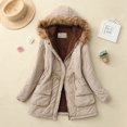 thumbnail image 2 of B91xZ Manteau pour Femme Hiver Chaud à Revers Manteau Duveteux Veste Pardessus, Beige TTG, 2 of 2