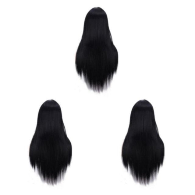 ZheElen Perruques Synthétiques pour Cheveux Naturels Perruque Synthétique Résistante Cheveux Longs Raides Perruque Facile à Porter 9582-19 3ensemble