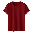 thumbnail image 4 of WTXUE T-Shirts à Manches Courtes, Chandails à Col Rond pour Femmes Chandails en Coton Chandails Amples T-Shirts Hauts Amples Unis / Décontractés pour Femmes Rouge TG, 4 of 8