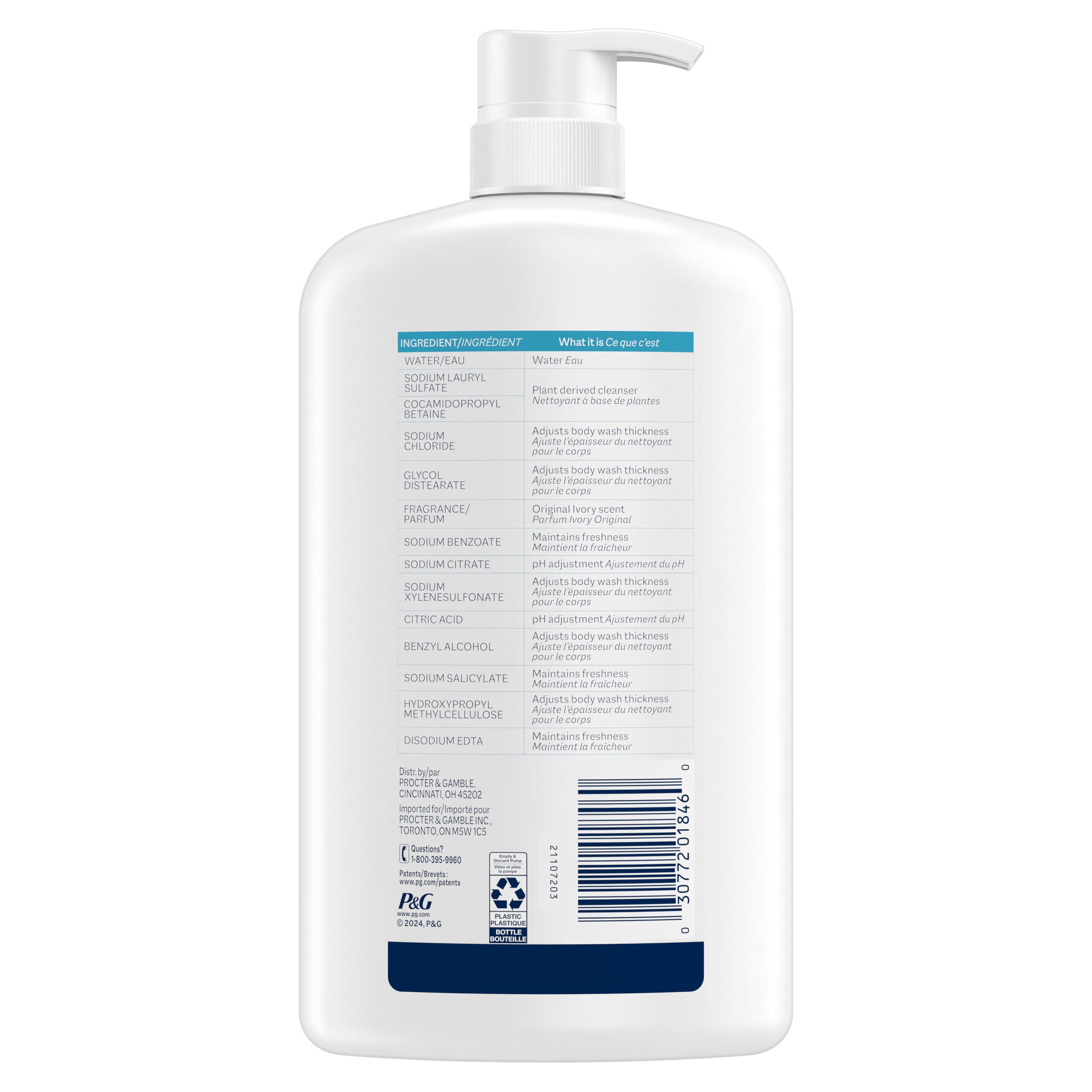 Ivory Nettoyant pour le Corps Doux & Délicat, Parfum Original
