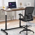 thumbnail image 3 of Giantex Mobile Height Adjustable Standing Desk, Compact Pneumatic Sit to Stand Computer Desk w/ Lockable Casters, Ergonomic Rolling Laptop Table for Home Office, Espresso, 3 of 8