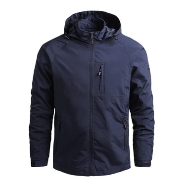 Kcodviy Men's Casual Detachable Hooded Mens Fall Jackets Casual Long Sleeve Zipper Pocket Wind Sheet Jacket Men Thin Coat Jacket Hiking Coats and Jackets for Men Outdoor Windbreaker
