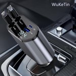 4 in 1 Retractable Car Charger, 100W Fast Car Phone Charger with iPhone and Type C Cable and 2 Charging Ports Car Charger Adapter