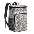 thumbnail image 1 of Floral and Skull Artistic Design Insulated Cooler Backpack - 20L Lightweight & Portable for Road Trips, 1 of 5