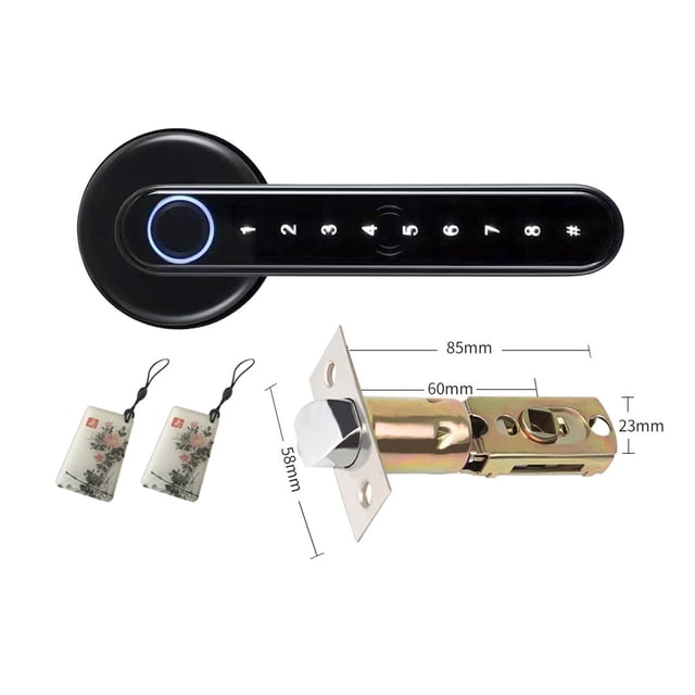 Serrure de Porte, Serrure Biométrique Intelligente à Empreinte Digitale avec Télécommande Compatible Bluetooth et Application Tuya pour Porte Intérieure en Bois et Métal, Facile à Installer