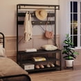 thumbnail image 3 of Bingirl Coat Rack Shoe Bench Industrial Hall Tree Storage Bench for Entryway with 8 Hooks, Grey 39.9inchx15.7inchx72inch, 3 of 7